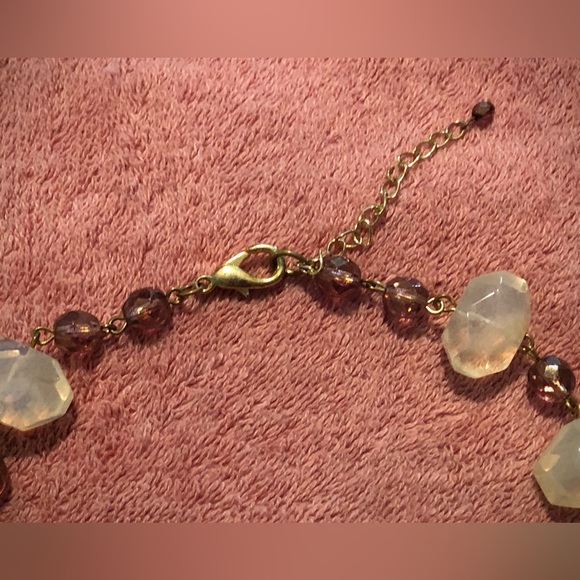 Vintage Frosted Crystal Beaded Iridescent Faux Moonstone Necklace & Earrings - Picture 4 of 5